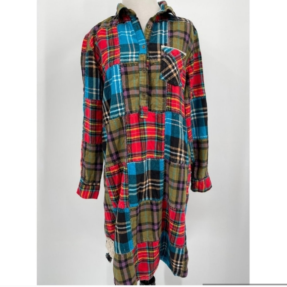 NWT Soft Surroundings Flannel Patchwork Night Shirt Gown - Picture 2 of 6